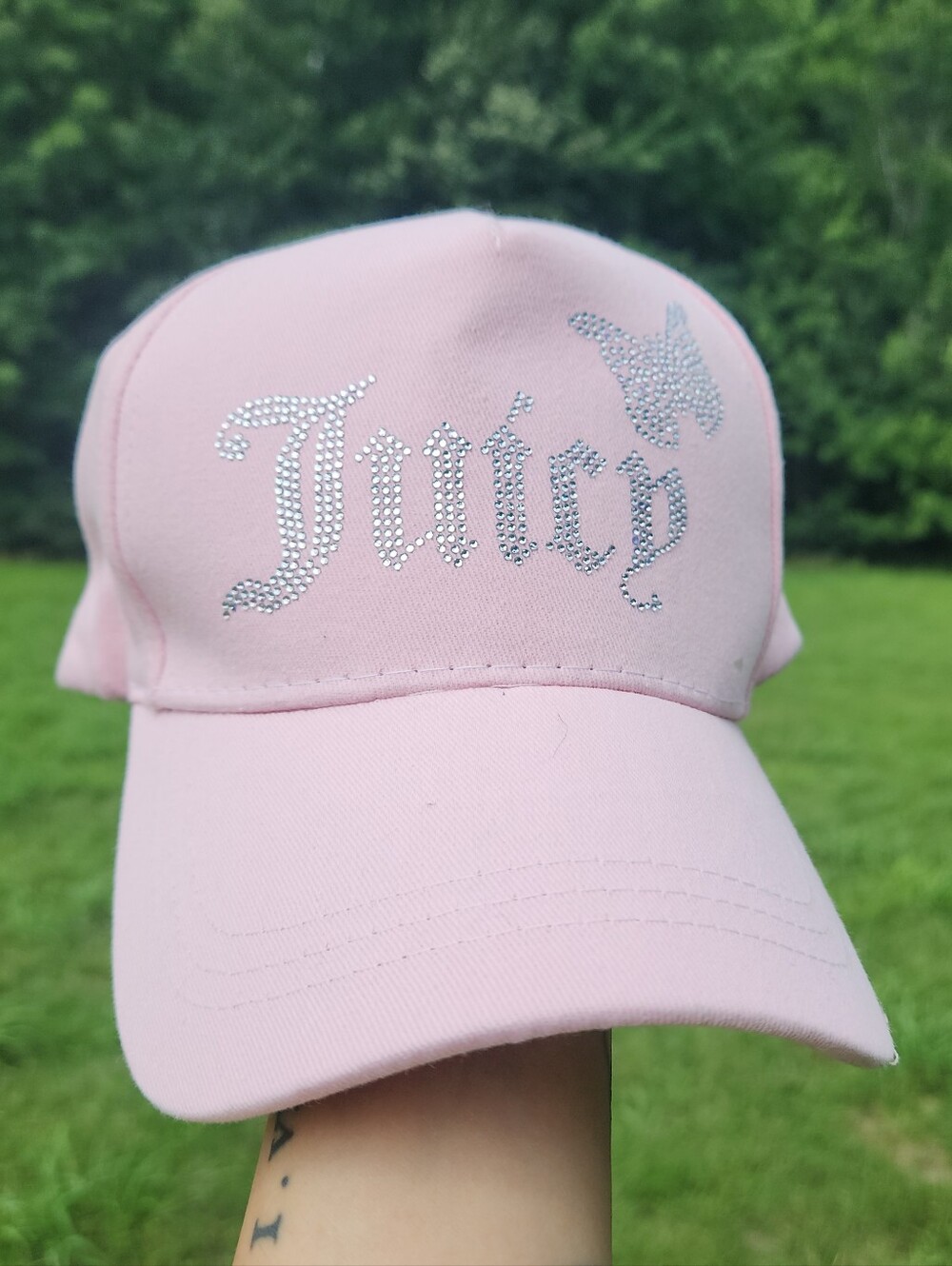 Juicy Couture Pink Rhinestone Logo Cap